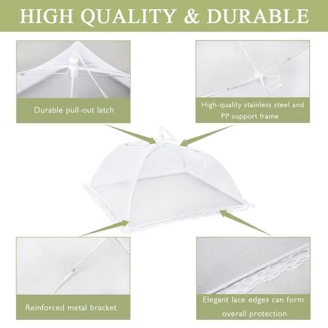 Alt view image 2 of 7 - 7Pack Various Size (40x24*1,17x17*2,14x14*2,12x12*2) Pop-up Food Tents Food Covers for Outside Mesh to Keep Bugs away,Reusable Collapsible Food Nets for Picnic Party BBQ Wedding Fruit