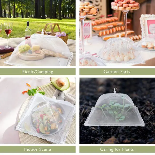 Alt view image 7 of 7 - 7Pack Various Size (40x24*1,17x17*2,14x14*2,12x12*2) Pop-up Food Tents Food Covers for Outside Mesh to Keep Bugs away,Reusable Collapsible Food Nets for Picnic Party BBQ Wedding Fruit