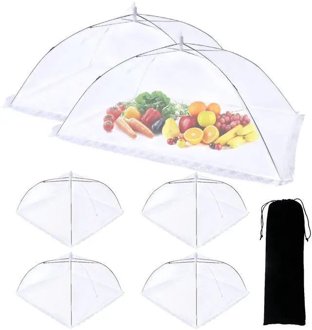 Main image of 6 Pack Food Covers for Outdoors Mesh Screen Include 2 Extra Large (40"X 24") & 4 Standard (17"X 17") Food Tents Collapsible and Reusable Mesh Food Covers for Outside, BBQ Party Supplies, Fruit