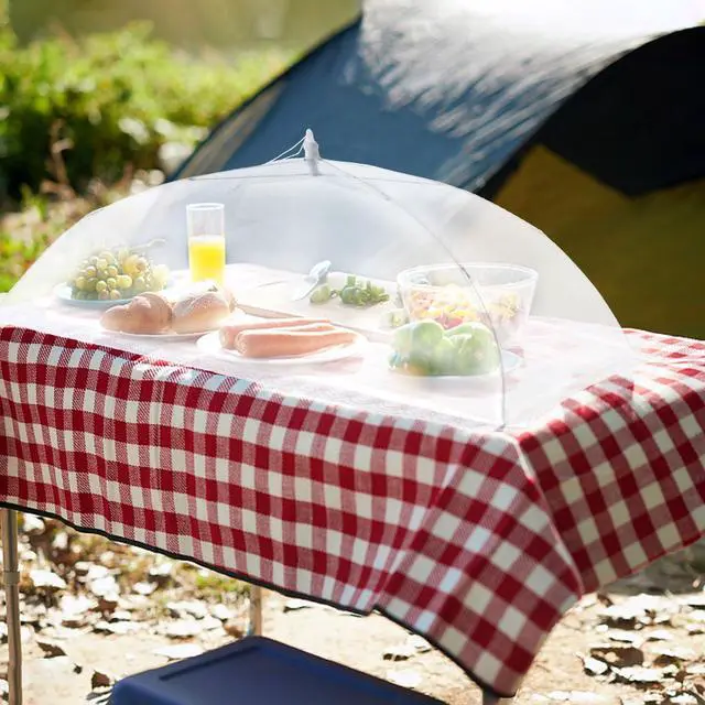 Alt view image 2 of 7 - 6 Pack Food Covers for Outdoors Mesh Screen Include 2 Extra Large (40"X 24") & 4 Standard (17"X 17") Food Tents Collapsible and Reusable Mesh Food Covers for Outside, BBQ Party Supplies, Fruit