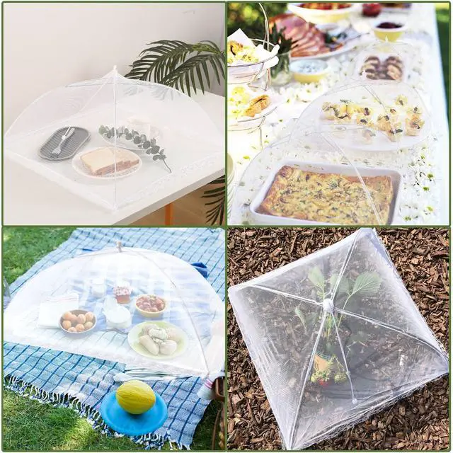 Alt view image 7 of 7 - 6 Pack Food Covers for Outdoors Mesh Screen Include 2 Extra Large (40"X 24") & 4 Standard (17"X 17") Food Tents Collapsible and Reusable Mesh Food Covers for Outside, BBQ Party Supplies, Fruit