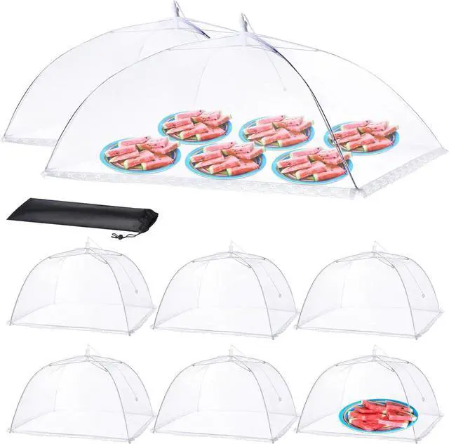 Main image of Food Covers for Outside - 2 Extra Large (40 x 25 in) & 6 Large (17 x 17 in) Food Tents/Food Covers for Outdoors Mesh Screen, Picnic Pool Party Supplies, Pop-Up and Collapsible