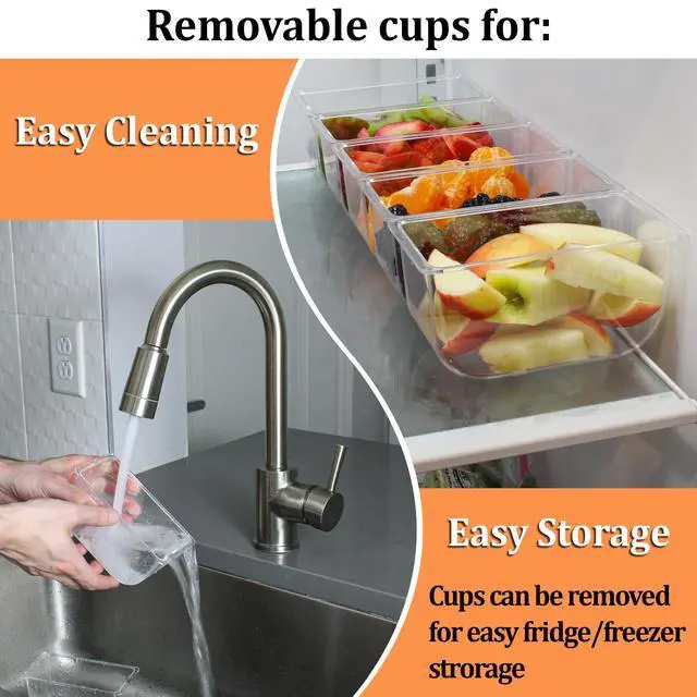 Alt view image 3 of 6 - Condiment Caddy with 5 Removable Containers (2.5Cup) & Tongs/Spoon Set - Great Condiment Containers for Salad Bar, Garnish Tray, Nacho Bar, Pizza Topping Station, Bar Supplies, Vegetable Tray With Lid