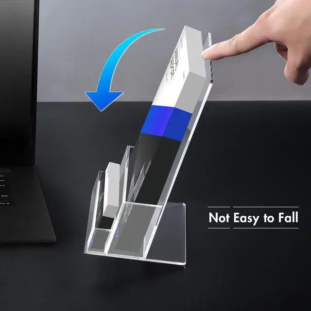 Alt view image 4 of 7 - Acrylic Brochure Holder 4 inches with Business Card Holder for 100 Brochures, 2 Pack Clear Display Stand for Magazine, Pamphlet, Booklets, Menu, Journals, Business Card, Trifold