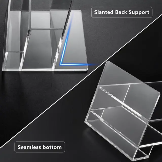 Alt view image 5 of 7 - Acrylic Brochure Holder 4 inches with Business Card Holder for 100 Brochures, 2 Pack Clear Display Stand for Magazine, Pamphlet, Booklets, Menu, Journals, Business Card, Trifold