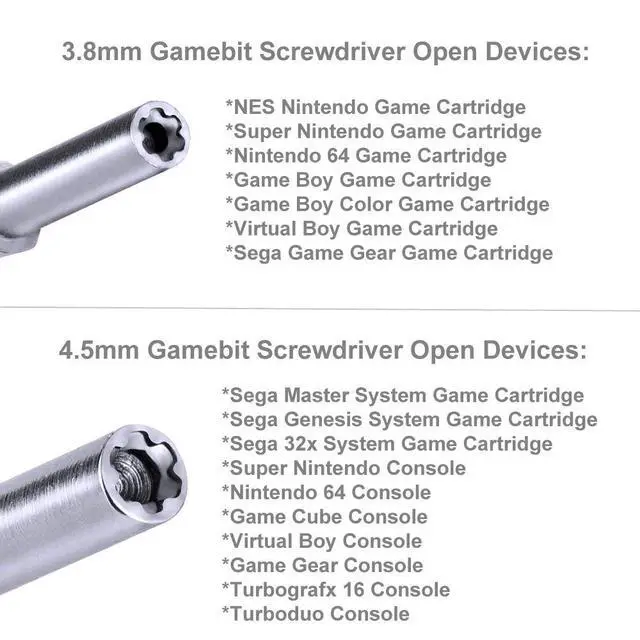 Alt view image 6 of 7 - Gamebit Screwdriver, EMiEN 4.5mm 3.8mm Double-End Bit Security Gamebit Screwdriver Kit For Opening NES,SNES,N64,GameBoy,GameCube,Virtual Boy,Sega,Nintendo Consoles,Game Cartridges