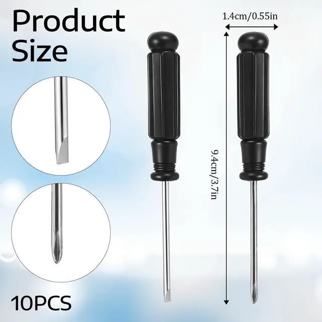 Alt view image 3 of 7 - 10 Pcs Mini Phillips Screwdriver, 2.5 mm Small Screwdriver Cross Head Tiny Screwdrivers with Black Non-Slip Handles 3.7" Total Length Pocket Tool Kit for Small Appliances, Watches, Laptop Repair