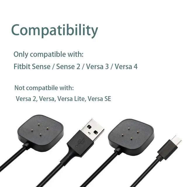 Alt view image 5 of 7 - 2-Pack Charger for Fitbit Sense/Sense 2 / Versa 3 / Versa 4, Magnetic Replacement Charging Cable Compatible with Fitbit Sense 1/2, USB Charging Cord for Versa 3/4 Smart Watch 100cm / 3.3ft