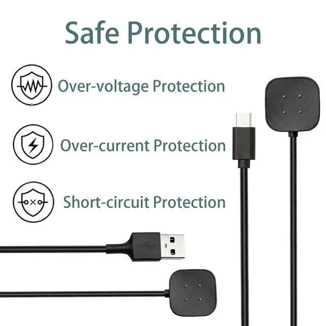 Alt view image 4 of 7 - 2-Pack Charger for Fitbit Sense/Sense 2 / Versa 3 / Versa 4, Magnetic Replacement Charging Cable Compatible with Fitbit Sense 1/2, USB Charging Cord for Versa 3/4 Smart Watch 100cm / 3.3ft