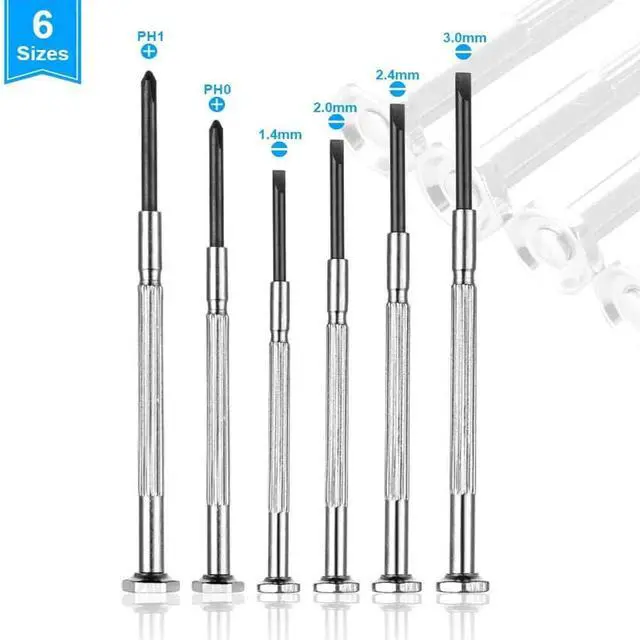 Alt view image 2 of 7 - 6PCS Mini Screwdriver Set, Small Professional Repair Tool Kit with 6 Different Size Flathead and Phillips Screwdrivers, Precision Screwdriver Sets for Jewelry, Watch, iPhone, Eyeglass Repair