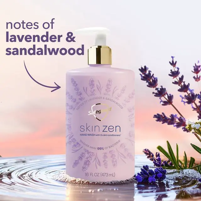 Alt view image 4 of 7 - Liquid Hand Soap, Skin Zen, Washes Away 99% Bacteria, Made with Natural Moisturizers & 2X Skin Conditioners, Safeguarding Families, PH Balanced Formula, Lavender & Sandalwood Scent, 16 oz