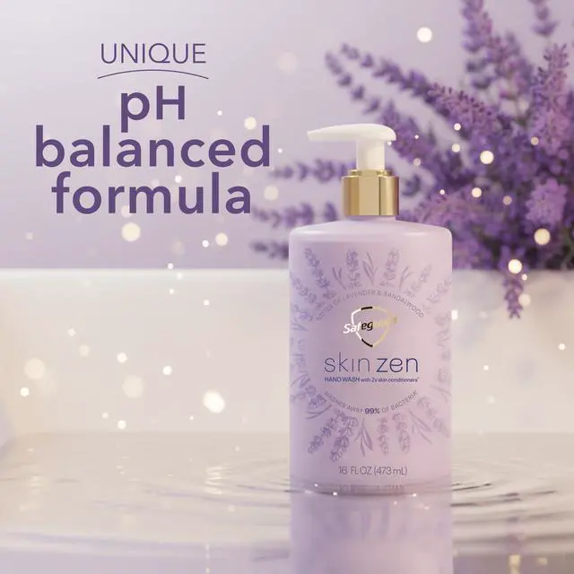 Alt view image 6 of 7 - Liquid Hand Soap, Skin Zen, Washes Away 99% Bacteria, Made with Natural Moisturizers & 2X Skin Conditioners, Safeguarding Families, PH Balanced Formula, Lavender & Sandalwood Scent, 16 oz