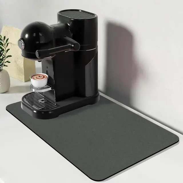 Main image of Coffee Mat, Dish Drying Mat for Multiple Usage, Coffee Bar/Maker Mat, Kitchen Counter Mats, Absorbent Hide Stain Rubber Backed Dish Drying Pad(12.2"x19.7", Dark Gray)