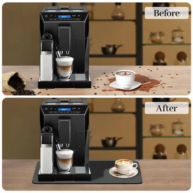 Alt view image 3 of 7 - Coffee Mat, Dish Drying Mat for Multiple Usage, Coffee Bar/Maker Mat, Kitchen Counter Mats, Absorbent Hide Stain Rubber Backed Dish Drying Pad(12.2"x19.7", Dark Gray)