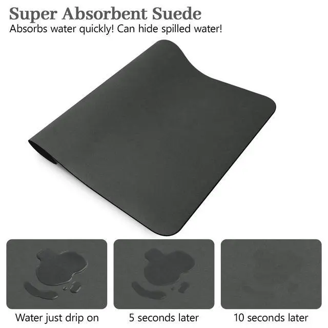 Alt view image 6 of 7 - Coffee Mat, Dish Drying Mat for Multiple Usage, Coffee Bar/Maker Mat, Kitchen Counter Mats, Absorbent Hide Stain Rubber Backed Dish Drying Pad(12.2"x19.7", Dark Gray)