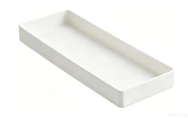 Main image of Rectangular Plastic Desk Organizer, Half Accessory Tray for Office Supplies and Workspace Organization, 9.4" x 3.3" x 1", White