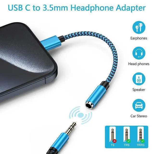 Alt view image 2 of 7 - for Samsung Galaxy S26 S26+ Plus Ultra, USB C to 3.5mm Headphone Earphone Jack Adapter for Samsung Galaxy S25 Edge Plus Ultra S25+ S24 S23 S22 S21 S20 5G FE, Type C Audio Headset Earbud Adapter