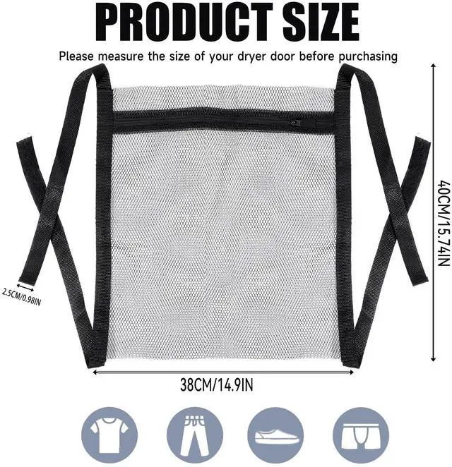 Alt view image 2 of 7 - Sneaker Wash & Dry Net Bag Laundry Bags for Dryer Sneaker Large HoneyComber Mesh Bags with Zipper and Strap for Shoes Washing Mesh Net for Most Dryers Door 15.7" Large