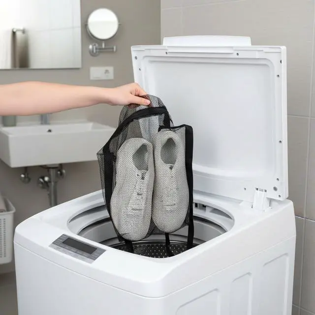 Alt view image 3 of 7 - Sneaker Wash & Dry Net Bag Laundry Bags for Dryer Sneaker Large HoneyComber Mesh Bags with Zipper and Strap for Shoes Washing Mesh Net for Most Dryers Door 15.7" Large
