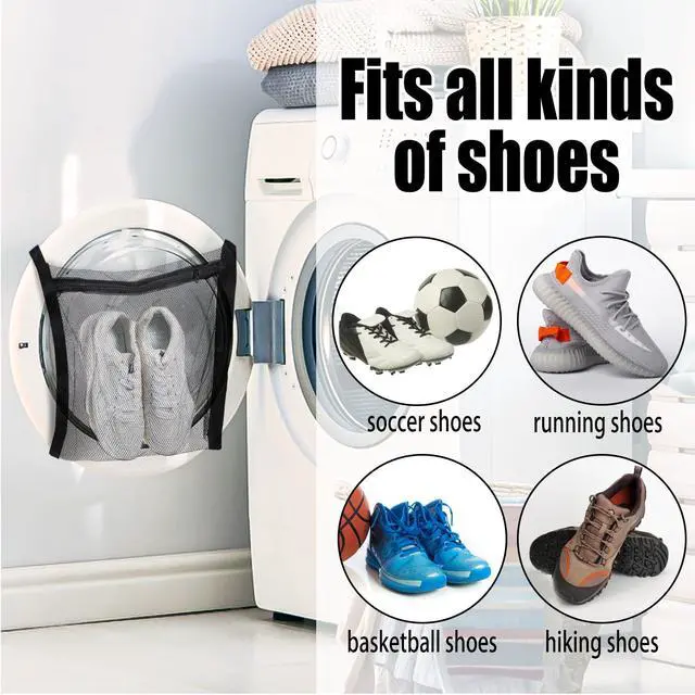 Alt view image 6 of 7 - Sneaker Wash & Dry Net Bag Laundry Bags for Dryer Sneaker Large HoneyComber Mesh Bags with Zipper and Strap for Shoes Washing Mesh Net for Most Dryers Door 15.7" Large