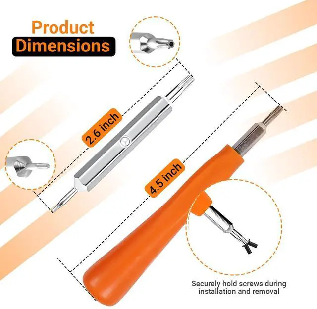 Alt view image 3 of 4 - Replacement with 20 Doorbell Screws Kit - Double-Ended Torx T6 T15 Security Screwdriver for Battery Change & WiFi Reset - Video Doorbell Camera Replacement Parts Tool (Orange)