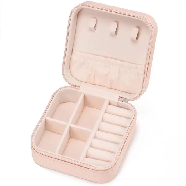 Main image of Mini Jewelry Travel Case,Small Jewelry Box,Traveling Jewelry Organizer,Portable Jewellery Storage Holder for Rings Earrings Necklace Bracelet Bangle for Girls Women(Pink - 1 pack)