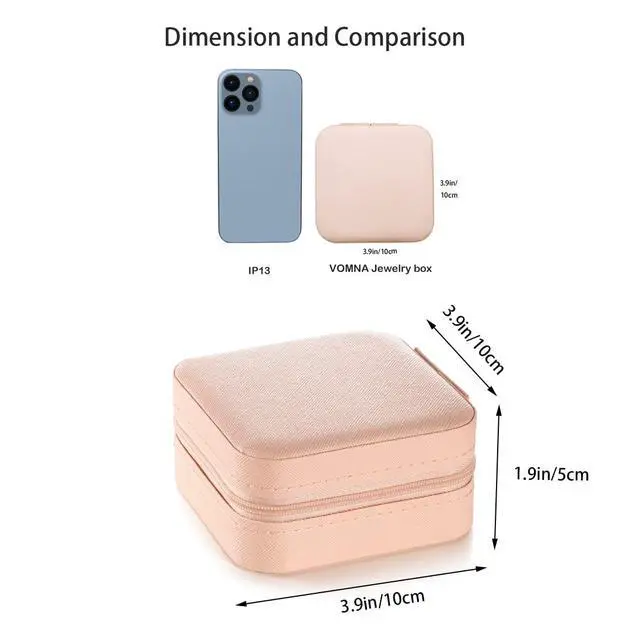 Alt view image 6 of 7 - Mini Jewelry Travel Case,Small Jewelry Box,Traveling Jewelry Organizer,Portable Jewellery Storage Holder for Rings Earrings Necklace Bracelet Bangle for Girls Women(Pink - 1 pack)