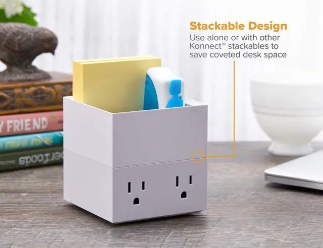 Alt view image 4 of 7 - Office Konnect Desk Organizer Accessory Tray, Stacks for Desktop Storage, White