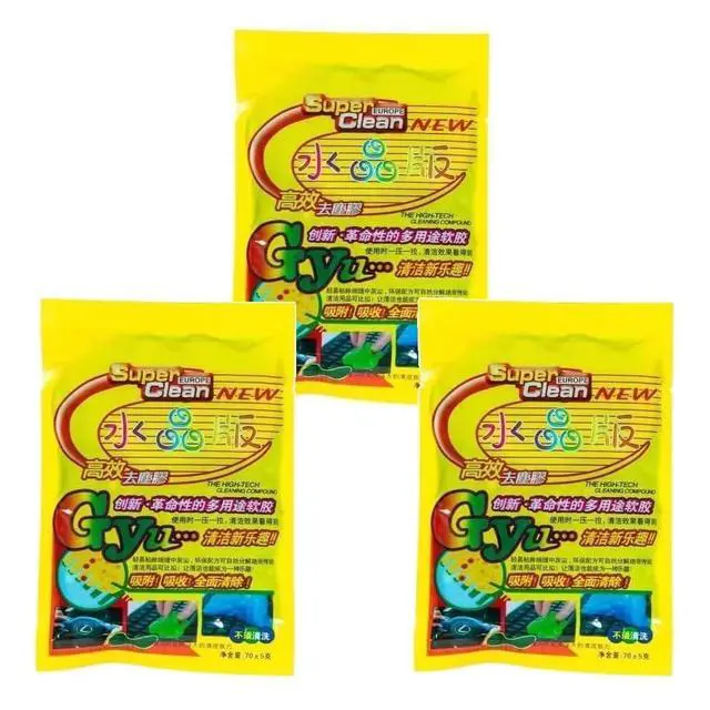 Alt view image 3 of 6 - 3 bags Reusable Car Cleaning Gel Slime Putty - Strong Adhesive Dust Cleaner for Auto Vents, Interior, Keyboards & Electronics
