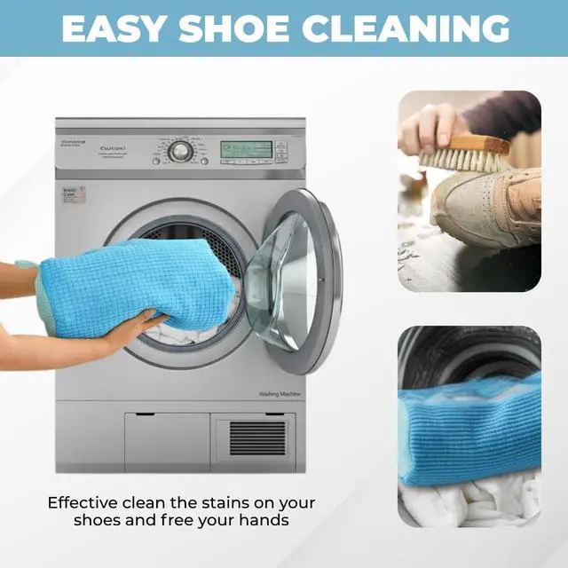 Alt view image 3 of 6 - 1Pc Shoe Washing Machine Bags kit Reusable Mesh Laundry Bags for Washer & Dryer with 2 Shoe Trees & Cleaning Brush, 360° Deep Clean Shoe Cleaner Bags for Sneakers & Trainers