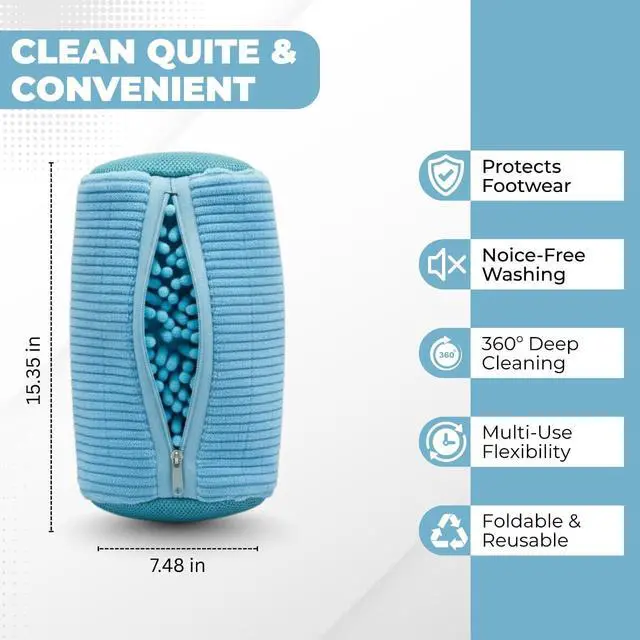 Alt view image 5 of 6 - 1Pc Shoe Washing Machine Bags kit Reusable Mesh Laundry Bags for Washer & Dryer with 2 Shoe Trees & Cleaning Brush, 360° Deep Clean Shoe Cleaner Bags for Sneakers & Trainers