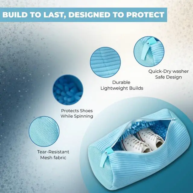 Alt view image 4 of 6 - 1Pc Shoe Washing Machine Bags kit Reusable Mesh Laundry Bags for Washer & Dryer with 2 Shoe Trees & Cleaning Brush, 360° Deep Clean Shoe Cleaner Bags for Sneakers & Trainers