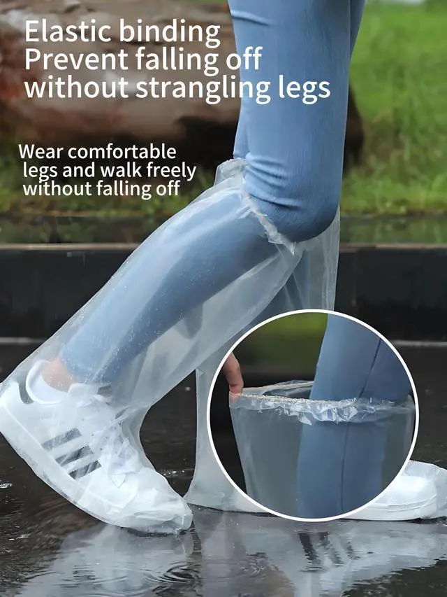 Alt view image 2 of 7 - 12 Pack Shoe Covers Disposable Non Slip,Long Plastic Waterproof Shoes and Boots for Rain Covers Thicken Shoe Protector for Men and Women(6 Pairs, Independent Packaging)