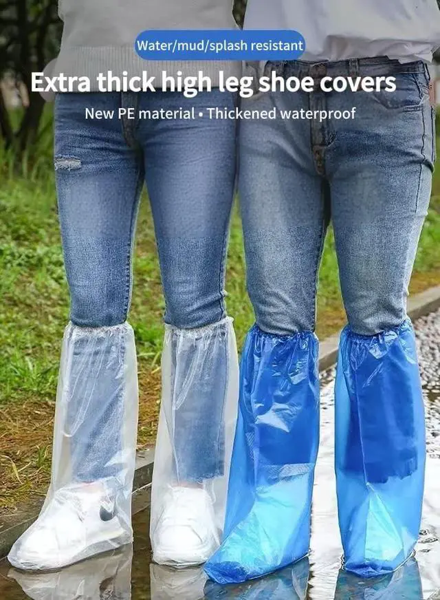 Alt view image 6 of 7 - 12 Pack Shoe Covers Disposable Non Slip,Long Plastic Waterproof Shoes and Boots for Rain Covers Thicken Shoe Protector for Men and Women(6 Pairs, Independent Packaging)