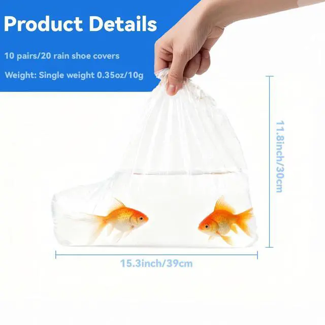 Alt view image 3 of 5 - Shoe Covers Disposable 10 Pairs Waterproof Booties for Shoes Covers Plastic Booties Covers for Rain Non-Slip Indoor Outdoor Shoe Covers for Man Women