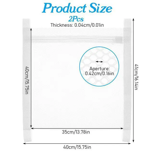 Alt view image 2 of 7 - 2pcs Washing Machine Shoe Bag, Sneaker Dryer Bag for Front Loading Dryer, Reusable Mesh Laundry Bags for Shoes With Zipper for Most Dryer Machines Door White