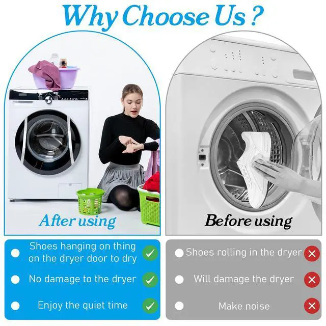Alt view image 5 of 7 - 2pcs Washing Machine Shoe Bag, Sneaker Dryer Bag for Front Loading Dryer, Reusable Mesh Laundry Bags for Shoes With Zipper for Most Dryer Machines Door White