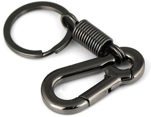 Main image of Retro Style Simple Strong Carabiner Shape Keychain Key Chain Ring Keyring Keyfob Key Holder (Black)