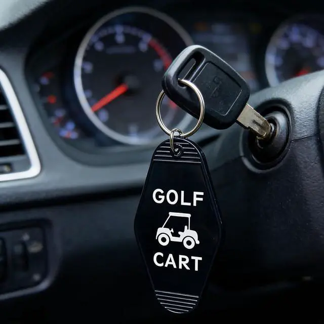 Alt view image 3 of 6 - Golf Cart Keychain Plastic Retro Motel Golf Cart Key Chain for Women Men