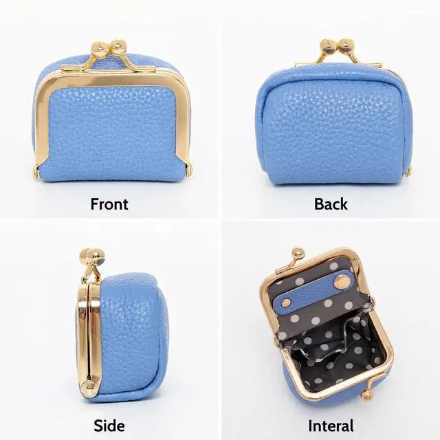 Alt view image 5 of 7 - Genuine Leather Mini Jewelry Box Portable Vintage-Inspired Leather Small Coin Purse Jewelry Organizer Case Mini Travel Ring Box with Kiss Lock for Women Earring Ring Necklace