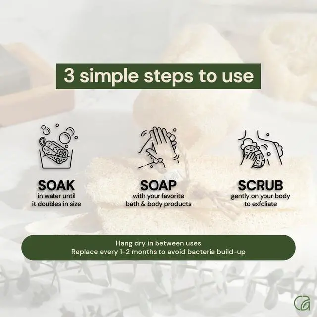 Alt view image 6 of 7 - Green Glow Loofah Sponge Set 100% Plant-Based, Dye-Free, Biodegradable, Scratch-Free, Handcrafted in Vietnam (2-Pack)