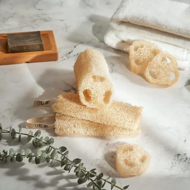 Alt view image 2 of 7 - Green Glow Loofah Sponge Set 100% Plant-Based, Dye-Free, Biodegradable, Scratch-Free, Handcrafted in Vietnam (2-Pack)