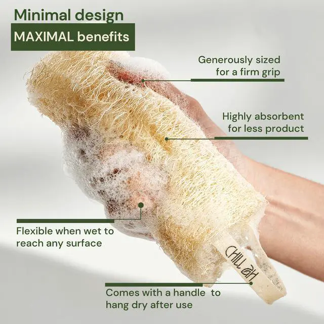 Alt view image 4 of 7 - Green Glow Loofah Sponge Set 100% Plant-Based, Dye-Free, Biodegradable, Scratch-Free, Handcrafted in Vietnam (2-Pack)
