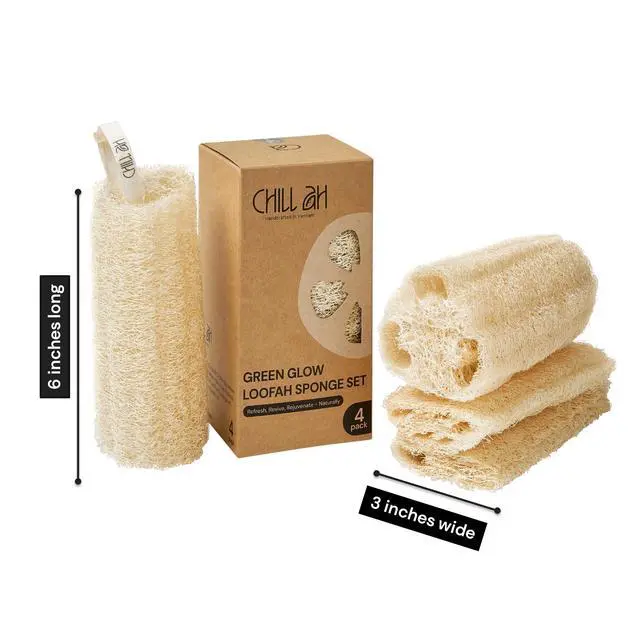 Alt view image 7 of 7 - Green Glow Loofah Sponge Set 100% Plant-Based, Dye-Free, Biodegradable, Scratch-Free, Handcrafted in Vietnam (2-Pack)