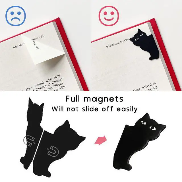 Alt view image 3 of 7 - Magnetic Bookmarks - 6 Pieces Assorted Cute Book Markers Clip Set for Women Teachers Students Book Lovers Reading, for School Office Home Supplies, Kawaii Cat Magnet Page Markers