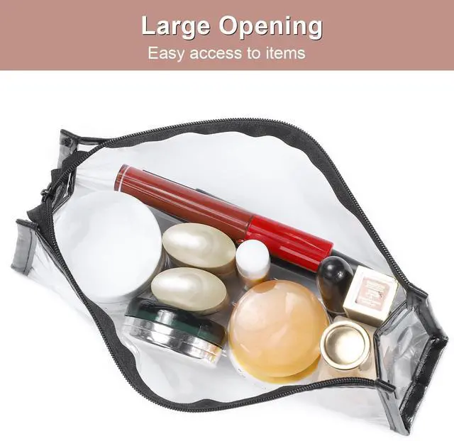 Alt view image 3 of 6 - TSA Approved Toiletry Bag, Clear Pouches with Zipper for Traveling, Samll Clear Makeup Bags Cosmetic Bag Beach Bag for Home Storage Organizing, Office, Vacation, Travel (Black)