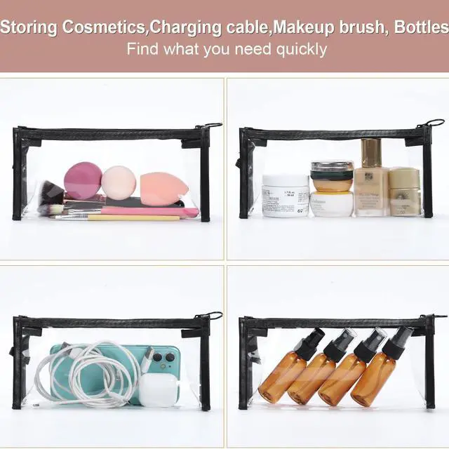 Alt view image 6 of 6 - TSA Approved Toiletry Bag, Clear Pouches with Zipper for Traveling, Samll Clear Makeup Bags Cosmetic Bag Beach Bag for Home Storage Organizing, Office, Vacation, Travel (Black)