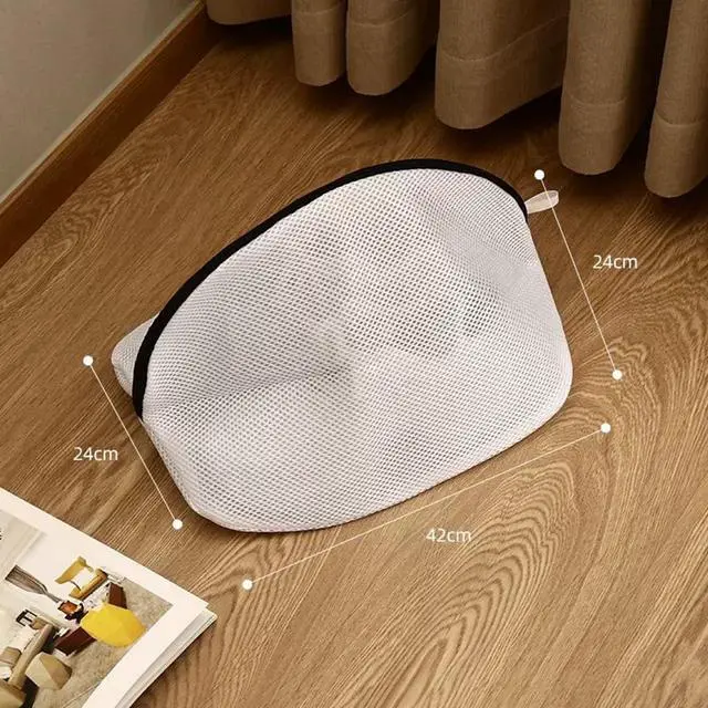 Alt view image 5 of 6 - 2Pcs Mesh Laundry Shoe Bag for Washing Machine, White with Black Trim, Protective Wash Bag (2)