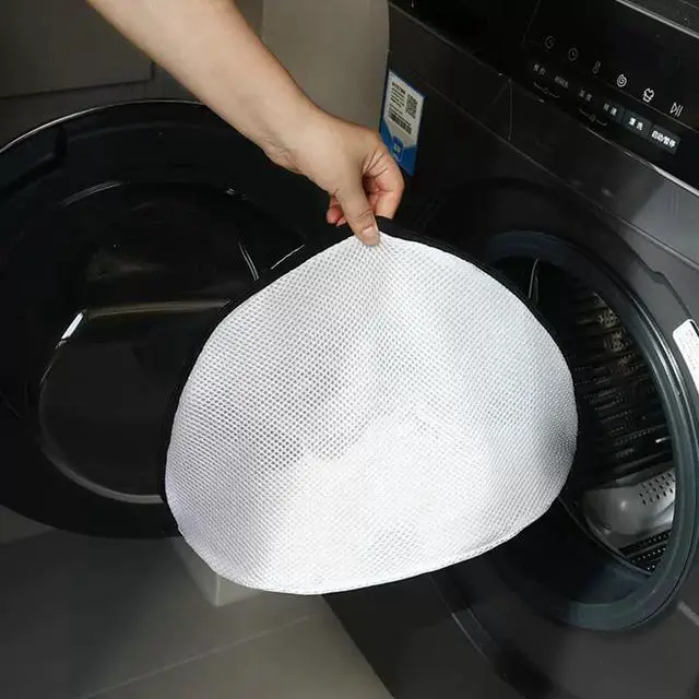 Alt view image 6 of 6 - 2Pcs Mesh Laundry Shoe Bag for Washing Machine, White with Black Trim, Protective Wash Bag (2)