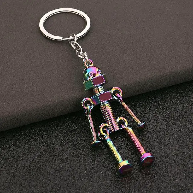 Alt view image 4 of 6 - Vintage Mechanical Screw Robot Keychain Creative Movable Joint Robot Car Key Holder for Men Backpack Bags Wallet Pendant